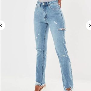MISSGUIDED High-waisted Distressed Boyfriend Jeans